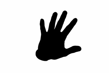 Poster - Silhouette of a human hand with fingers spread out against a white background in a simple design