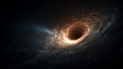 Wall Mural - render of a dark space with a creative digital black hole background. .