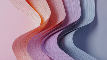Poster - Abstract flowing ribbons of light and color with intricate patterns