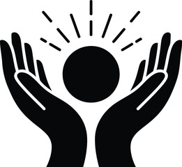 Fototapete - Illustration of two hands holding a circle with radiating lines above it