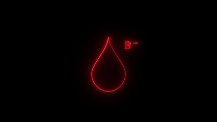 Aufkleber - Glowing neon B- blood symbol on black screen