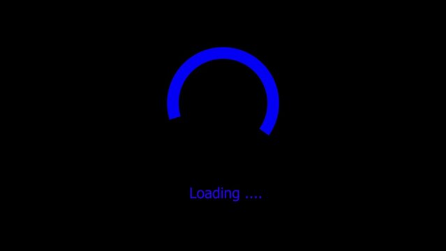 Abstract glowing blue arc shape against a dark background with subtle light effects and a hint of text