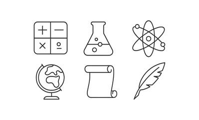 Poster - Education and science line icon set. academic, chemistry, and math symbols collection