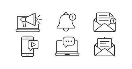 Poster - Notification and email outline icon set. alerts, messages, bell icons collection