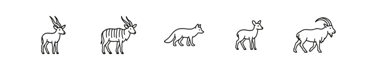 Poster - Wildlife silhouette icon set. animals, nature, forest icons outline collection