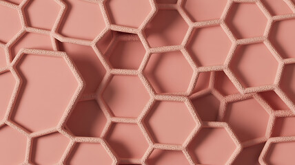 Poster - Close up of a textured pink honeycomb pattern with a subtle geometric design