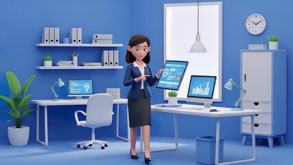 Businesswoman using digital tablet in modern office