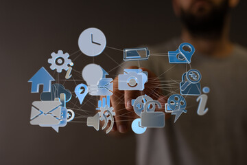 Poster - Modern technology, network, connection, digital, internet, communication, data, cloud,  information, global