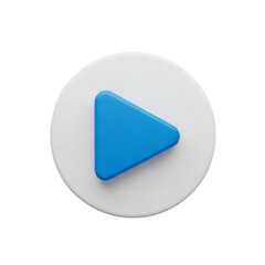 Aufkleber - Blue play button icon on white circle isolated on transparent background