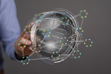 Poster - Digital world, futuristic technology, global network, innovation, connection, data, futuristic, digital transformation, progress, business, technology, glo