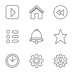 Fototapete - Minimal outline icon set for mobile app interface isolated on white background