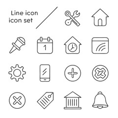 Fototapete - Minimal outline icon set for mobile app interface isolated on white background