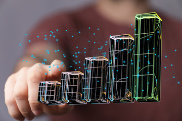 Poster - Modern digital graph showing business growth. Perfect for illustrating progress, success, and data analysis.