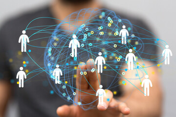 Poster - Image depicting a global network of interconnected people. Represents communication, teamwork, and global collaboration.