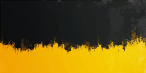Yellow grass texture on black grunge background with vintage ink splatter pattern