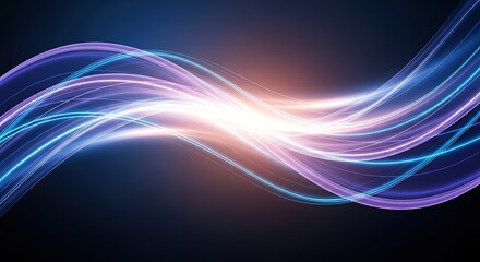 Fototapete - Abstract glowing wave of light and energy flowing through a dark cosmic background with vibrant colors