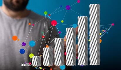 Poster - Visual representation of business growth with data points. Ideal for presentations, reports, and marketing materials.