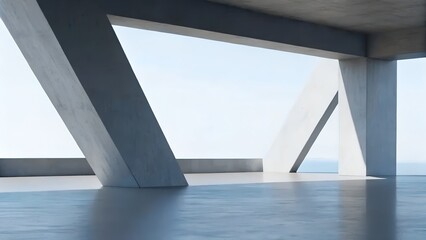 Poster - Concrete Geometry – Minimalist Architecture, Urban Design, Abstract, Conceptual, Structure, Clean Lines, Blue Sky