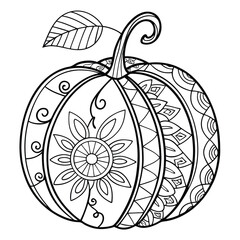 Fototapete - Detailed black and white line art illustration isolated on white background