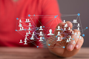 Poster - Visual representation of a social network, showing connections between people online. Ideal for business, technology, and social media.
