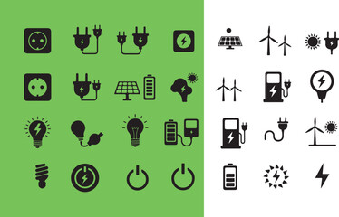 Poster - Energy and electricity icons set power plug