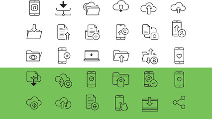 Poster - Cloud storage and file transfer icons cloud computing