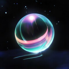 Canvas Print - sphere space neon art.