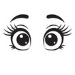 © Laki Parvin  - Simple vector illustration of cartoon eyes with long eyelashes and eyebrows for design