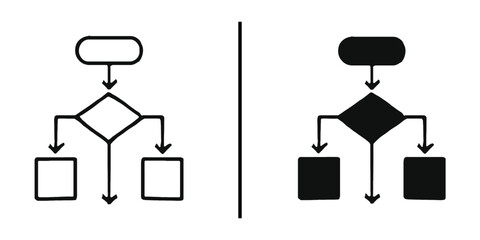 Poster - Conceptual Flowchart Comparison: A striking split composition shows the contrast of two flowcharts, one in light and the other in dark, embodying strategic decisions and process visualizations.