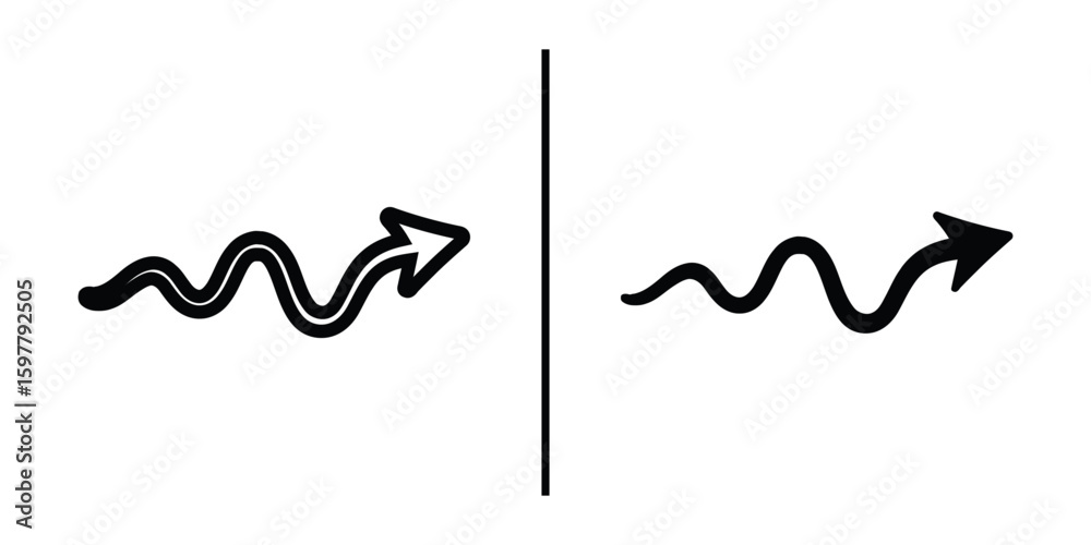 Directional Wave Icon: Two minimalistic, dynamic arrows, a symbol of ...