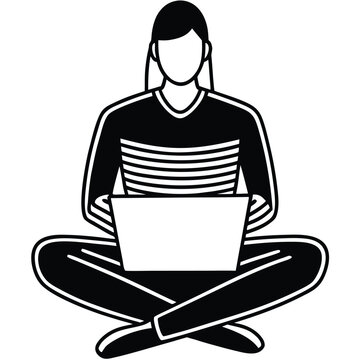 Person sitting cross legged with laptop computer 2