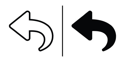 Poster - Reply Arrow Symbols: A pair of directional arrow symbols, one in a minimalist outline and the other filled in solid black, symbolizing the concept of going back, reversing direction.