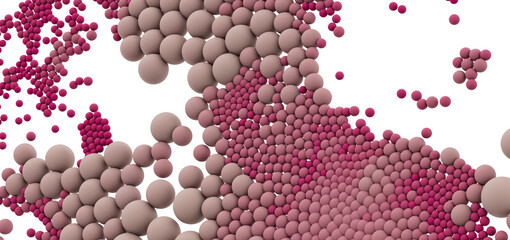 Poster - 3D render of pink and beige spheres, ideal for backgrounds, presentations, or technology concepts.