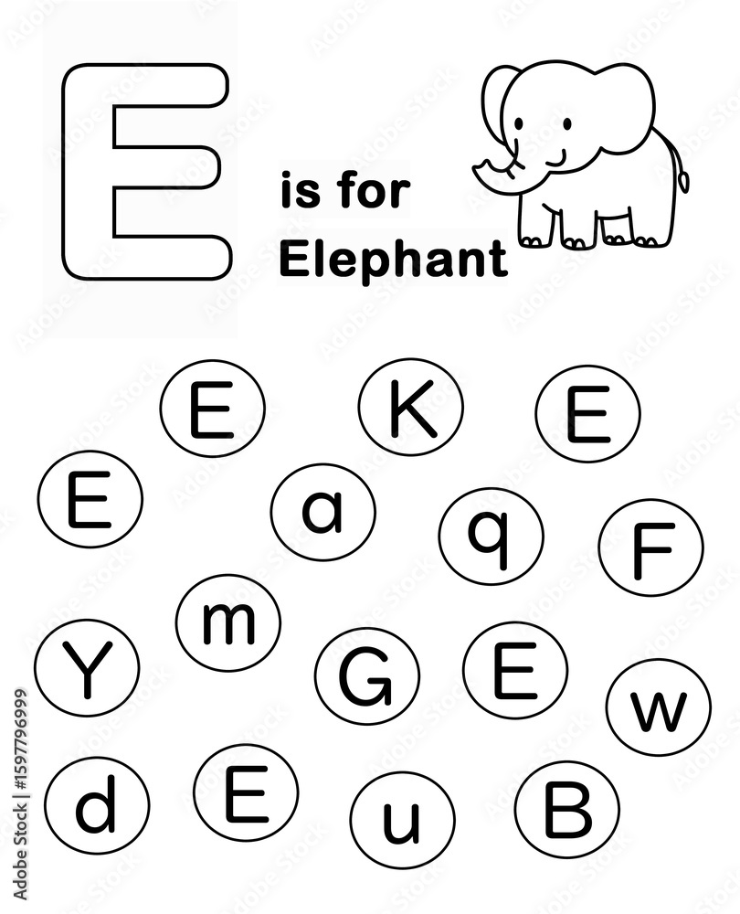 Find and Color the Letter E Worksheet. Spot the E and Color It. Letter ...