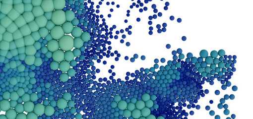 Poster - Background of abstract blue and green spheres. Ideal for technology, science, or nature concepts.