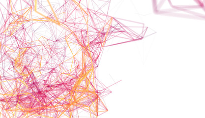 Poster - Modern abstract background image. Pink and orange network connection lines. Ideal for technology, data, communication co