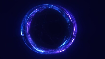 Aufkleber - right glowing energy ring shaped like an atom with swirling blue and violet light trails