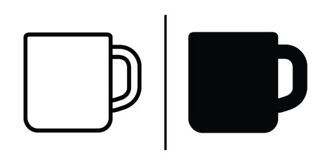 Fototapete - Monochrome Mug: A simple illustration of two mugs, one with a solid black and other black line art. Suitable for various design projects.
