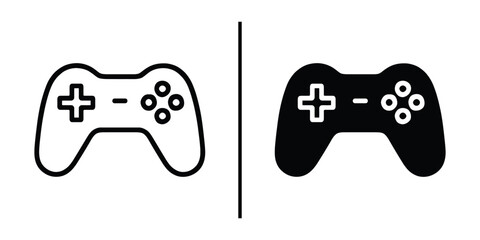 Poster - Gaming Controllers Illustration: An iconic black and white illustration of two gaming controllers, one a silhouette, the other an outline, symbolizing the modern era of digital play.