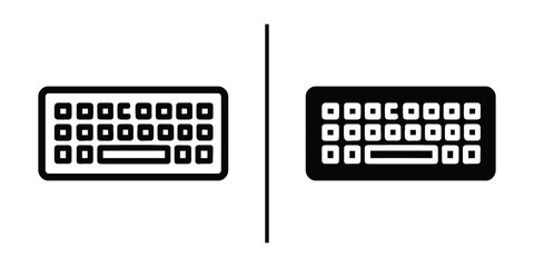 Poster - Keyboard Icon: A symmetrical split composition, contrasting the clean lines of a line-art keyboard with the solid form of a black keyboard, perfectly captures the essence of digital input. 