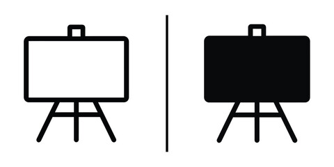 Poster - Artistic Contrast: A minimalist split-screen illustration showcases a stark contrast, featuring a blank easel in both light and shadow. 