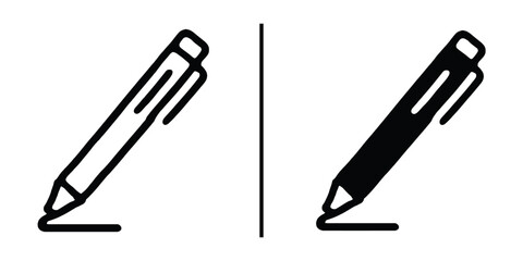 Poster - Pen's dual view: A side-by-side comparison of a sleek pen, rendered in both outline and filled-in styles, suggesting the duality of creativity. 