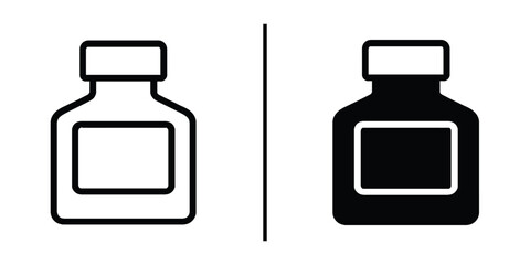 Poster - Ink Bottle Icons: A minimalist illustration of ink bottles, perfect for graphic design projects, showcasing contrast and simplicity. 