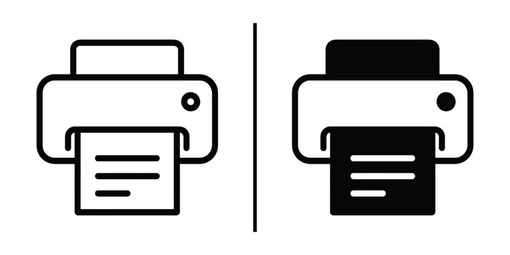 Printer Icons: A clean, modern illustration showcases printer icons, presenting a dual perspective of the printing process, representing technology, function and clarity.
