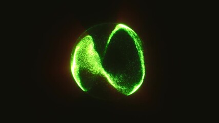 Aufkleber - Vibrant green glowing sphere with dynamic plasma swirl on a black background, representing energy or AI core