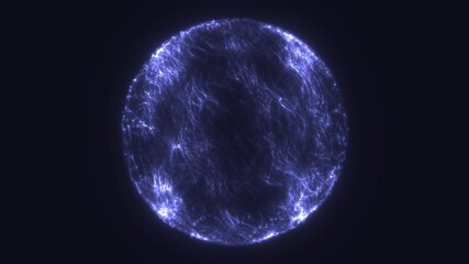 Poster - Abstract glowing sphere with electric violet threads, floating against a dark background, evoking energy and futuristic technology