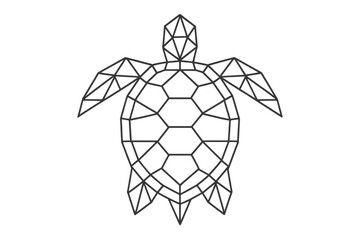 Poster - Low polygon turtle graphic symbolizing intersection between natural world and digital technology, blending geometric design with ecological concept