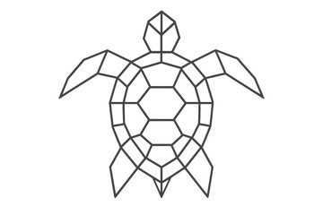 Poster - Minimalist low poly turtle representing geometric design principles, symbolizing ecological awareness against transparent backdrop