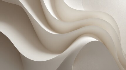 Fototapete - Flowing beige waves forming soft, minimalist background with elegant curves, emphasizing design versatility and understated sophistication