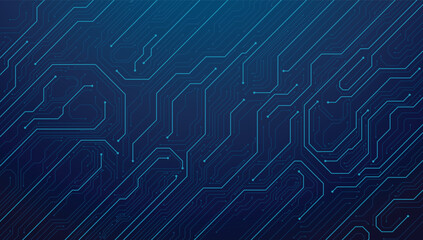 Poster - Circuit board background in blue, ideal for technology, computing, and digital concepts. Futuristic design with data flow. Vector EPS10.